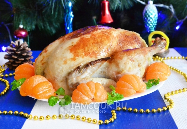 Фото курицы, фаршированной картофелем и грибами