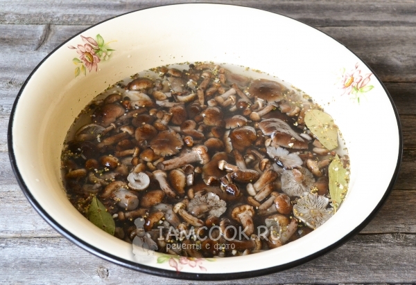 Положить грибы в маринад