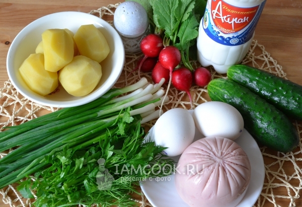 Ингредиенты для приготовления окрошки на айране