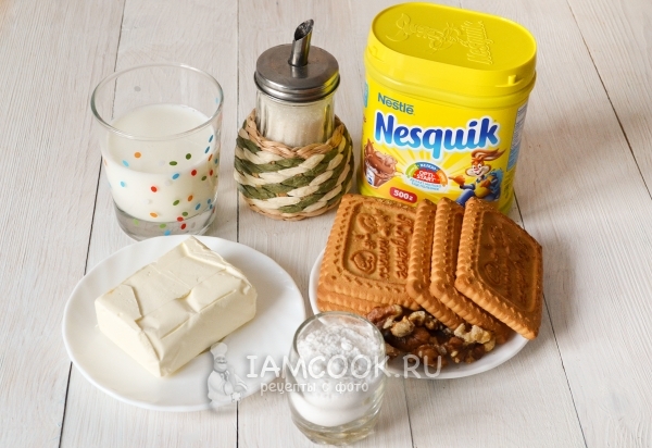 Ингредиенты для кондитерской колбаски из печенья