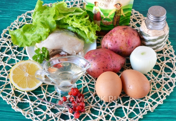 Ингредиенты для новогоднего салата «Гнездо»