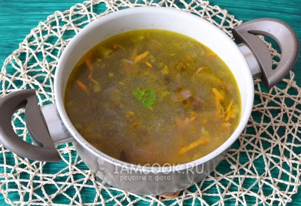 Готовый грибной суп из опят