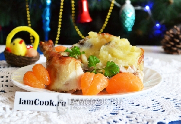 Рецепт курицы, фаршированной картофелем и грибами