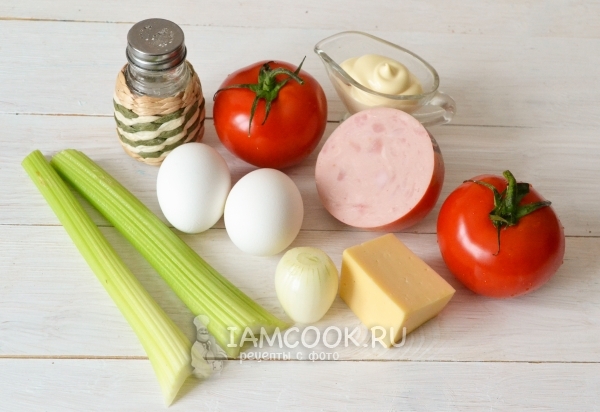 Ингредиенты для салата «Елена» с ветчиной