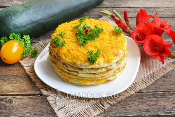 Рецепт кабачкового торта с морковью и луком