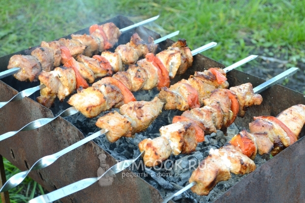Рецепт классического шашлыка из свинины с помидорами