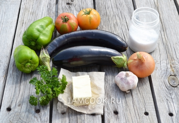 Ингредиенты для соте из баклажанов в мультиварке