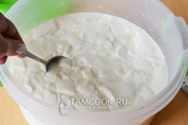 Размешать застывшее молоко