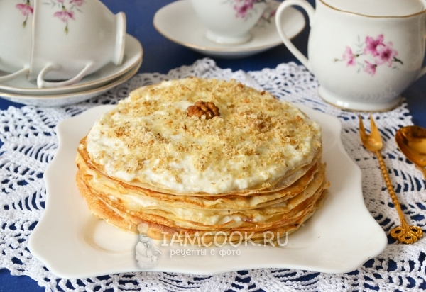 Готовый блинный торт с творожным кремом