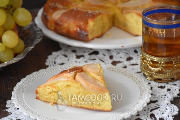 Рецепт творожного пирога с грушами