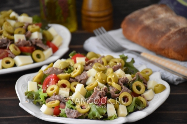 Фото овощного салата с говядиной