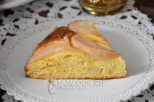 Творожный пирог с грушами