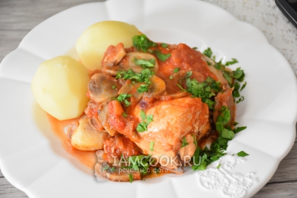 Рецепт тушёной курицы с грибами