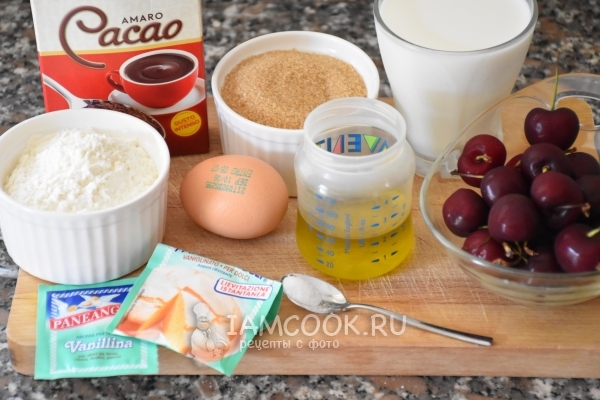 Ингредиенты для ванильно-шоколадных маффинов с черешней