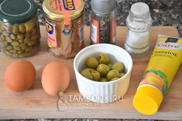 Ингредиенты для яиц, фаршированных тунцом