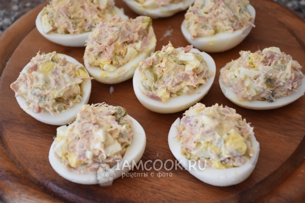 Рецепт яиц, фаршированных тунцом