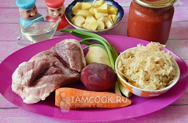 Ингредиенты для борща со свининой в мультиварке