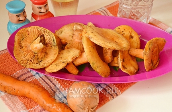 Ингредиенты для икры из рыжиков с морковью на зиму