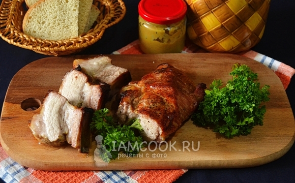Рецепт грудинки в медово-горчичном соусе