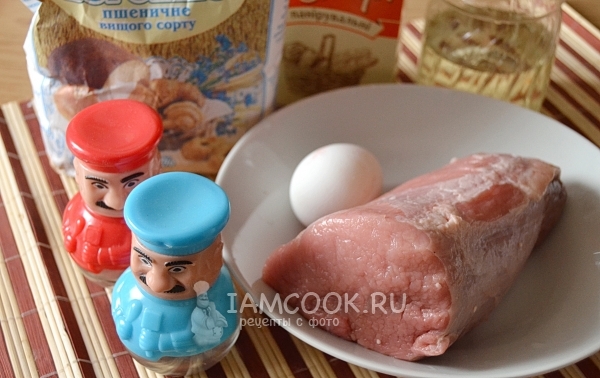 Ингредиенты для шницеля из говядины
