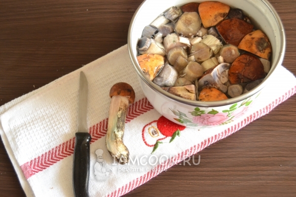 Подосиновики порезать и положить в воду