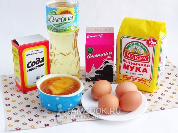 Ингредиенты для медового пирога в мультиварке