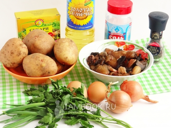 Ингредиенты для картофельных пирожков с грибами