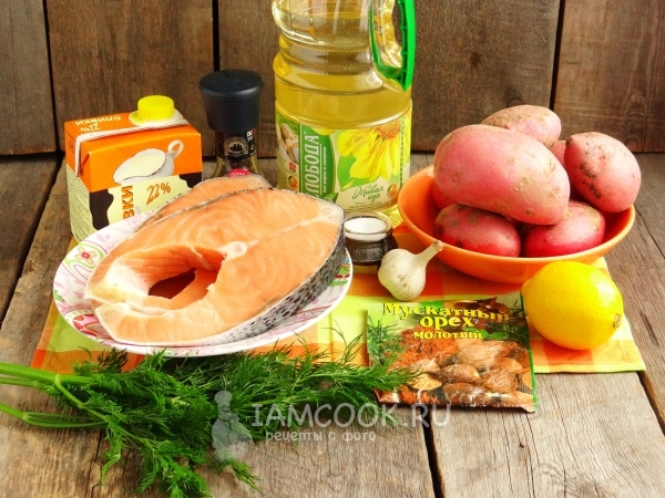 Ингредиенты для семги с картошкой в духовке