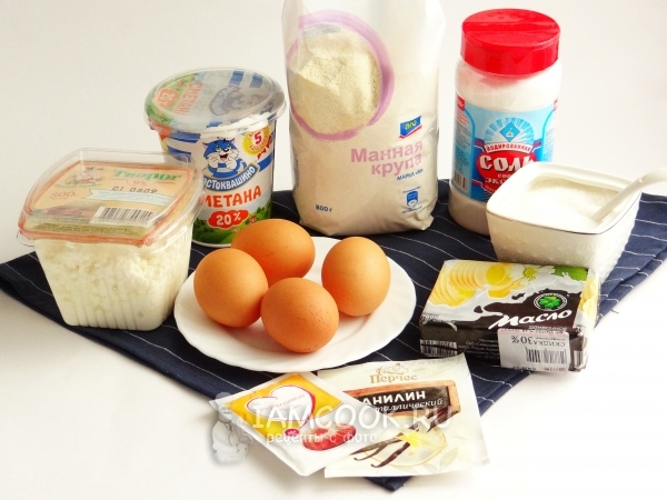 Ингредиенты для манника с творогом в мультиварке