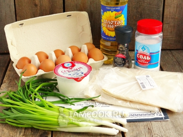 Ингредиенты для пирожков из лаваша с яйцом и луком