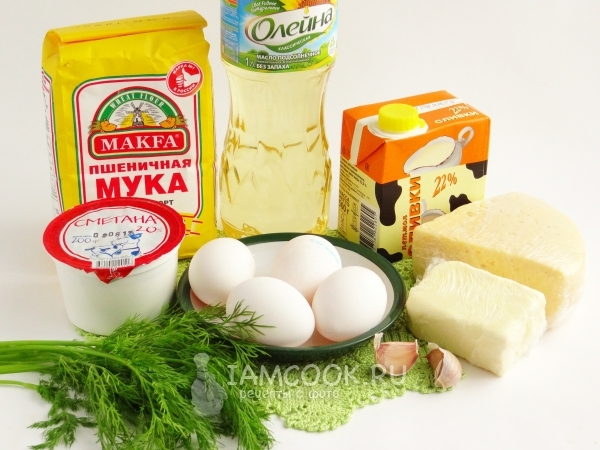 Ингредиенты для сырного пирога на скорую руку