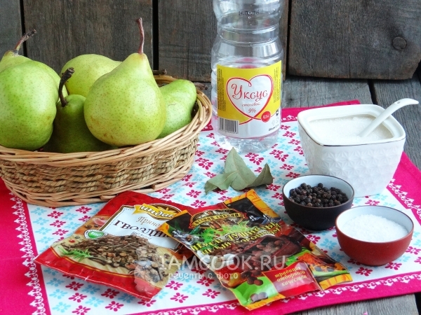 Ингредиенты для груш, маринованных на зиму без стерилизации