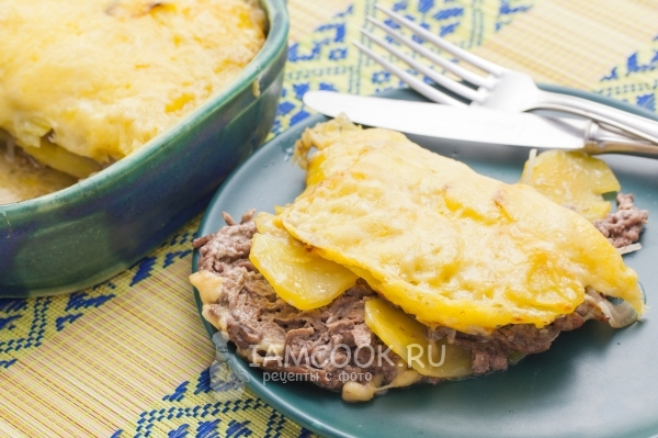 Фото мяса по-французски с фаршем в духовке