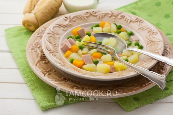 Фото супа с вареной колбасой