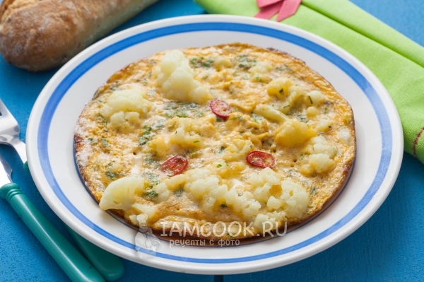 Рецепт омлета с цветной капустой на сковороде