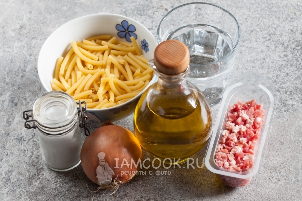 Ингредиенты для макарон с беконом