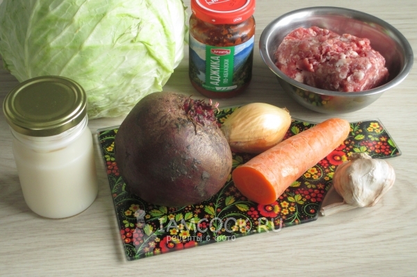 Ингредиенты для борща с фрикадельками в мультиварке