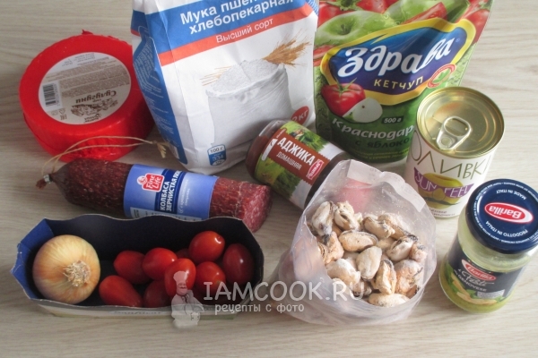 Ингредиенты для пиццы с мидиями