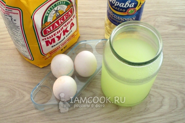 Ингредиенты для тонких блинов на сыворотке