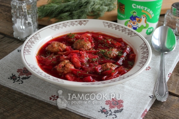 Рецепт борща с фрикадельками в мультиварке