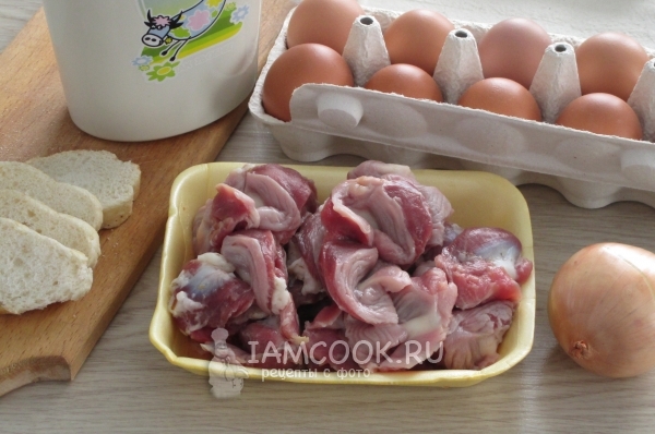Ингредиенты для котлет из куриных желудков