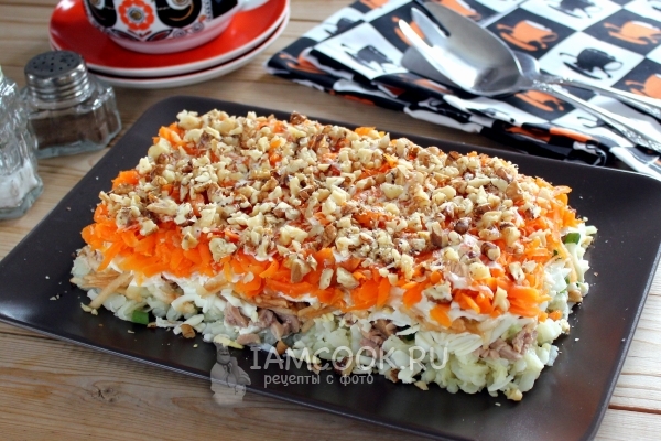 Фото салата с печенью трески