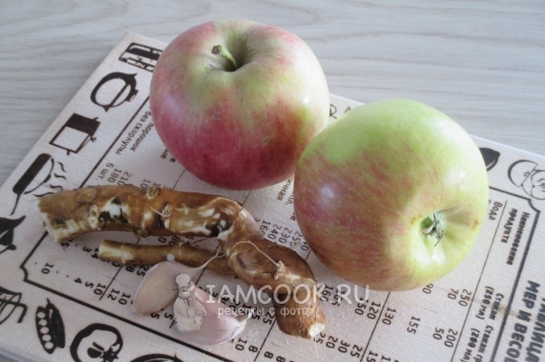 Ингредиенты для хрена с яблоками на зиму
