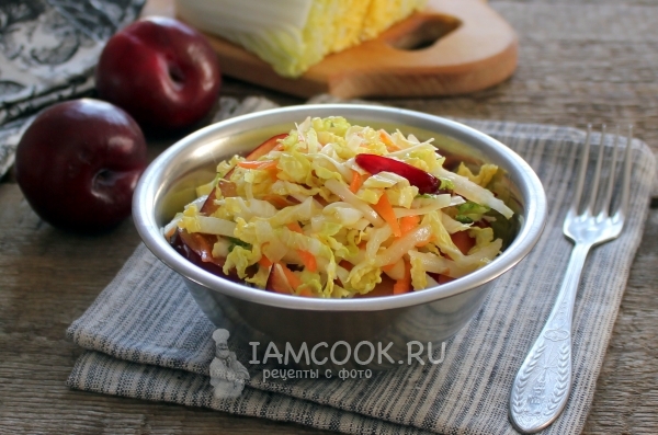 Рецепт салата из капусты со сливами