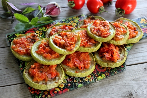 Рецепт кабачков с помидорами и чесноком в духовке