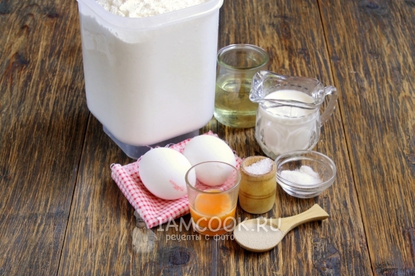 Ингредиенты для дрожжевого теста для пирогов на сухих дрожжах