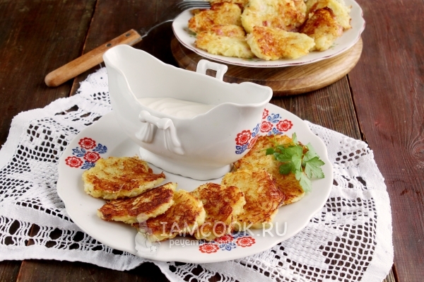 Рецепт драников с ветчиной и сыром