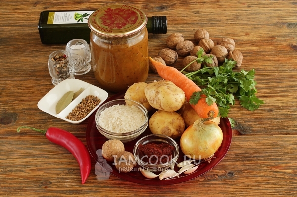 Ингредиенты для постного супа харчо