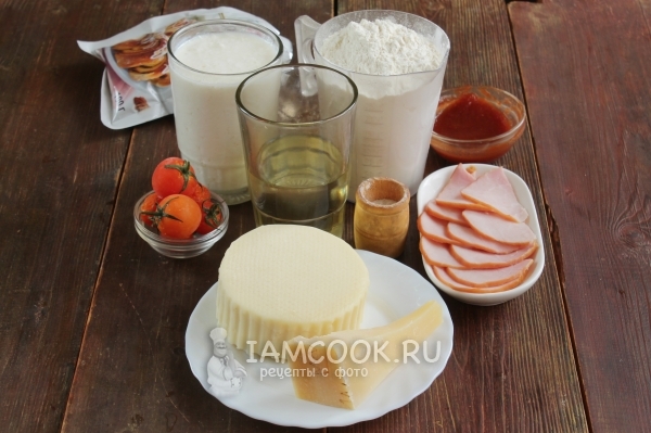 Ингредиенты для пиццы с ветчиной