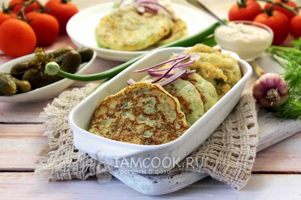 Фото оладий из кабачков на простокваше